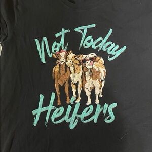 Black Graphic Tee with Cow Print